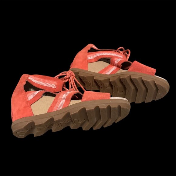 Sorel Wedged Sandals With Lace-Up Closure & Zigzag Straps Womens Size 10 Rugged - Picture 10 of 12